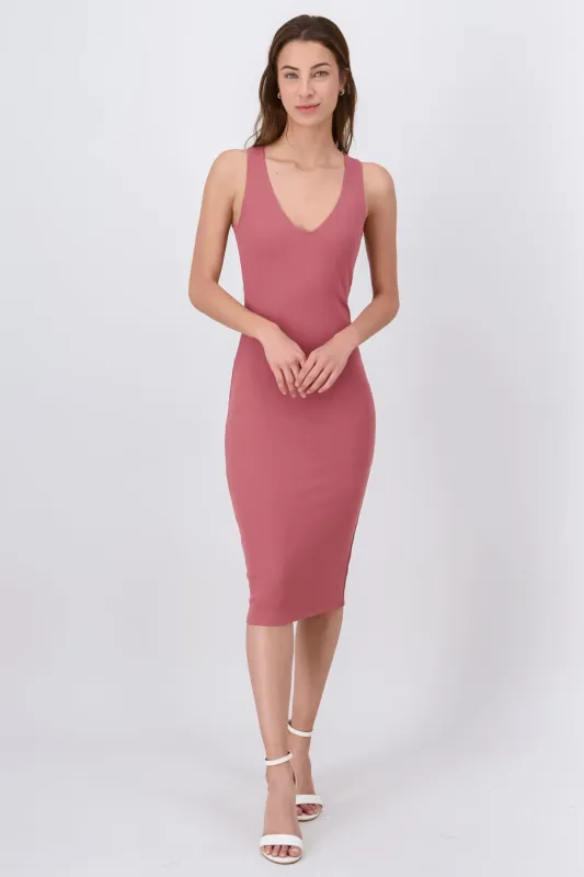 Vestido Midi Acanalado Liso sold by Shasa