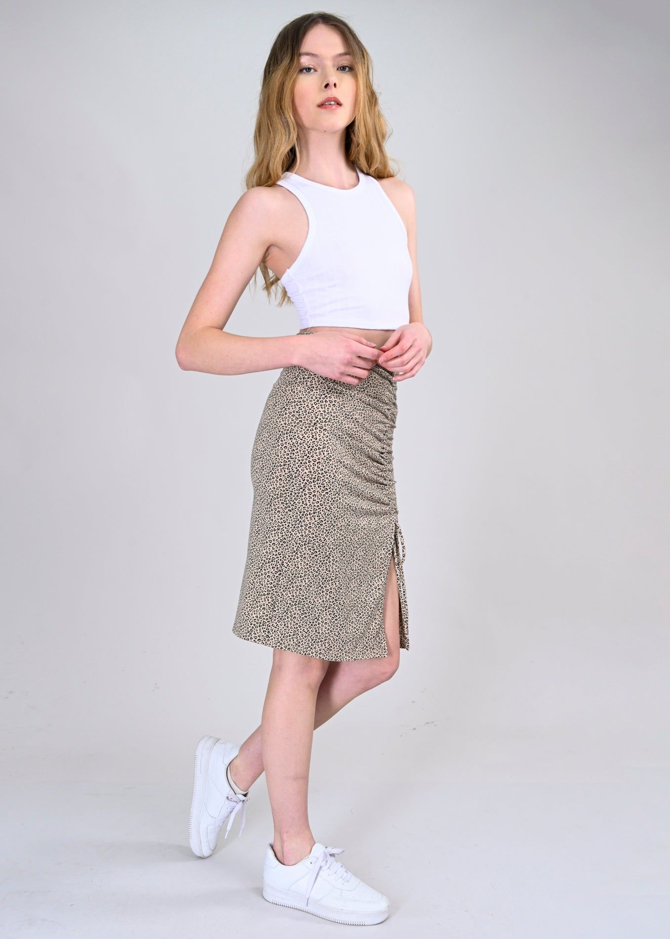 Falda Midi Animal Print Fruncido Abierta sold by Shasa