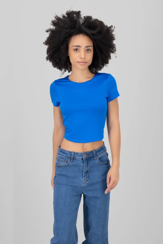 Top de doble tela con manga corta lisa sold by Shasa