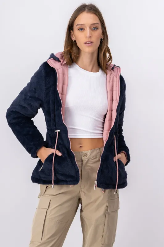 Chamarra parka peluche reversible sold by Shasa