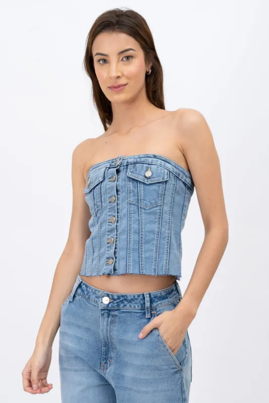 Top Corset Denim Bolsillos sold by Shasa