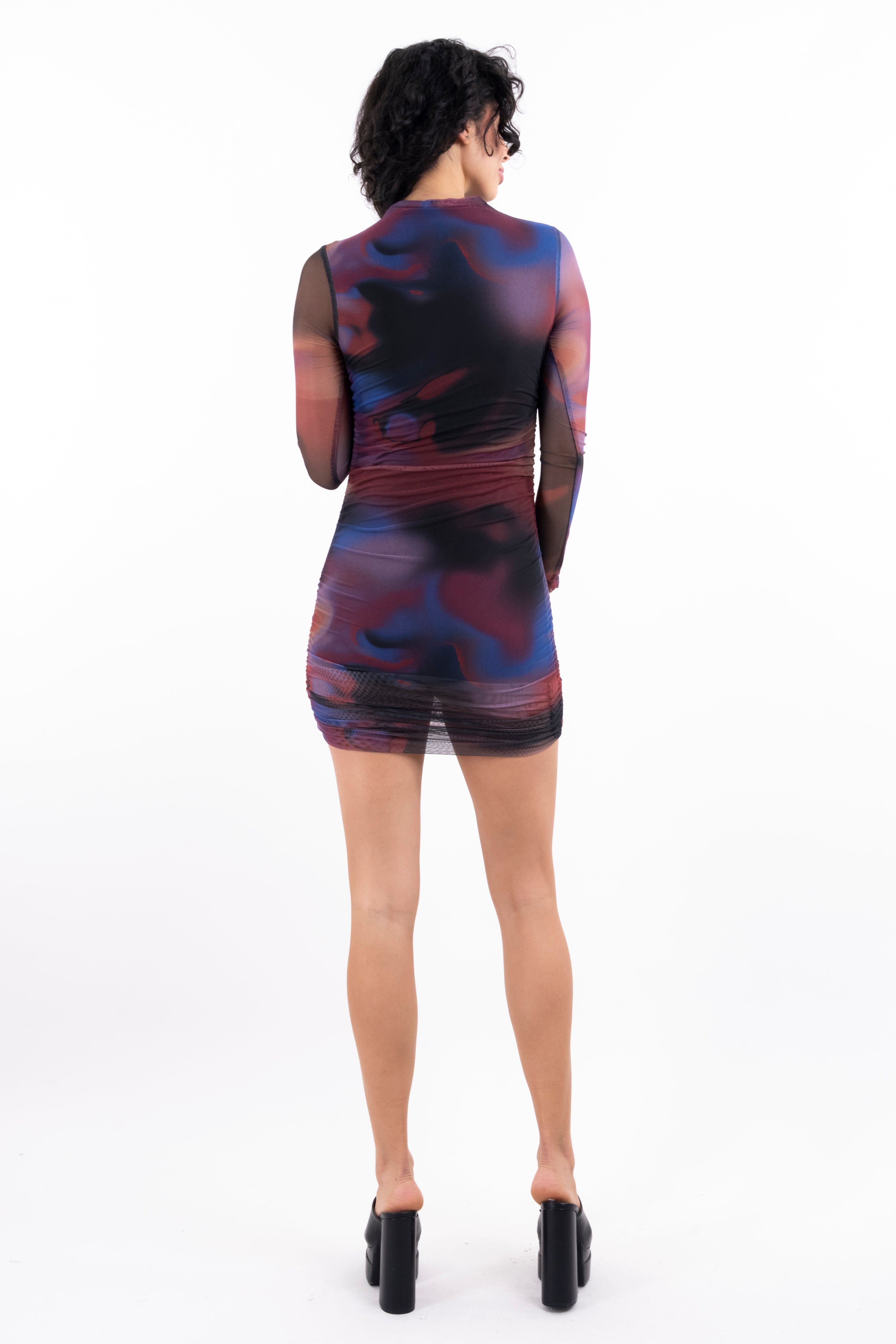 Vestido mini tie dye mesh fruncido sold by Shasa product image thumbnail 4
