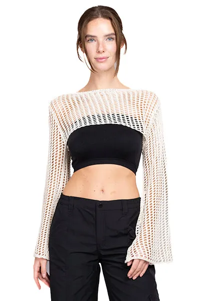 Top tejido abierto manga larga sold by Shasa