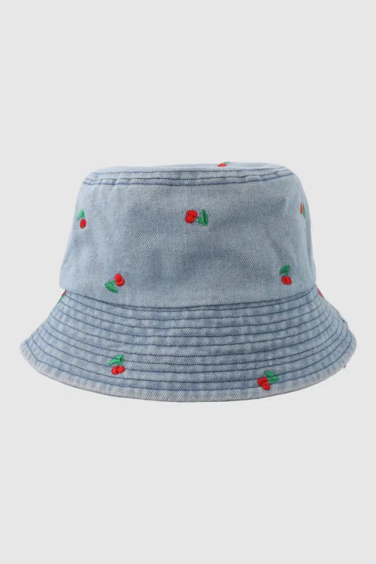 Sombrero pescador denim cerezas sold by Shasa