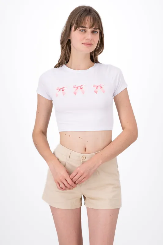 Playera Crop Con Estampado De Moño'S sold by Shasa