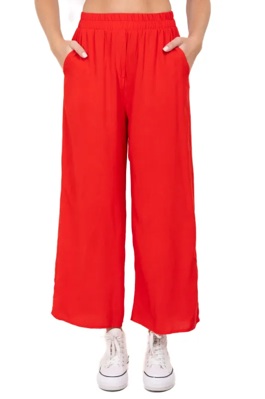 Pantalón Wide Leg Cintura Alta Fruncida sold by Shasa