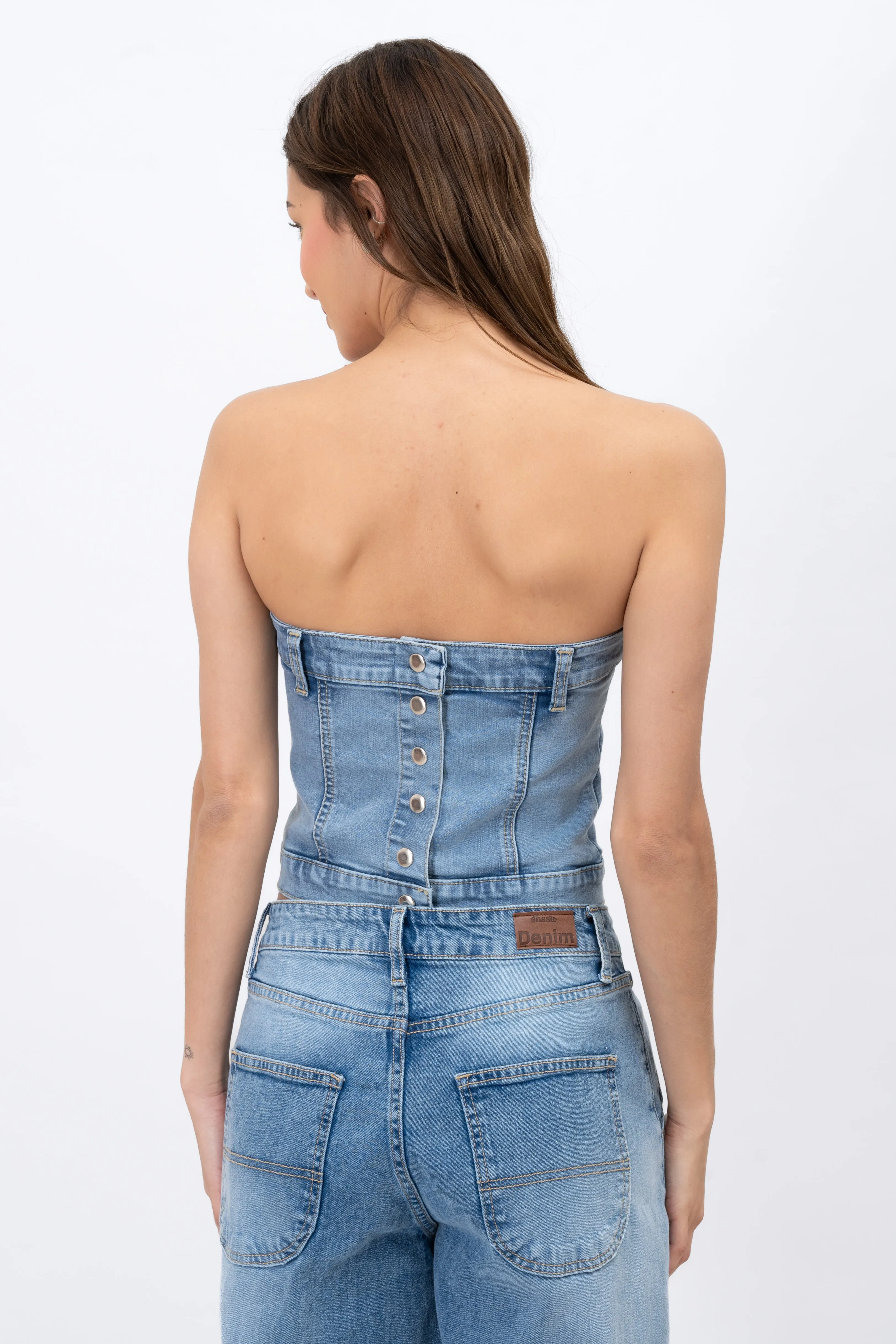 Top corset denim botón sold by Shasa product image thumbnail 4