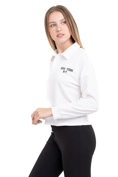 Blusa lisa cuello polo manga larga sold by Shasa product image thumbnail 3