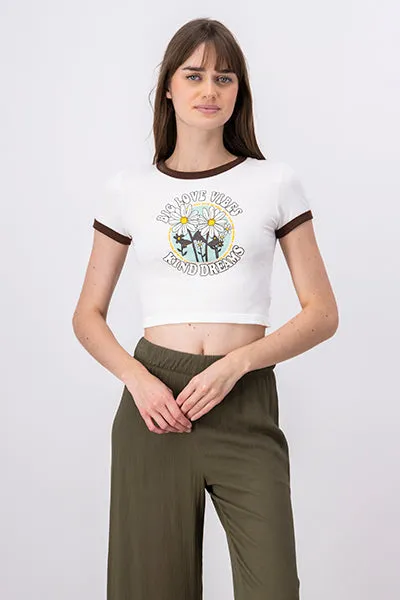 Playera Crop Frase Flores sold by Shasa product image thumbnail 2