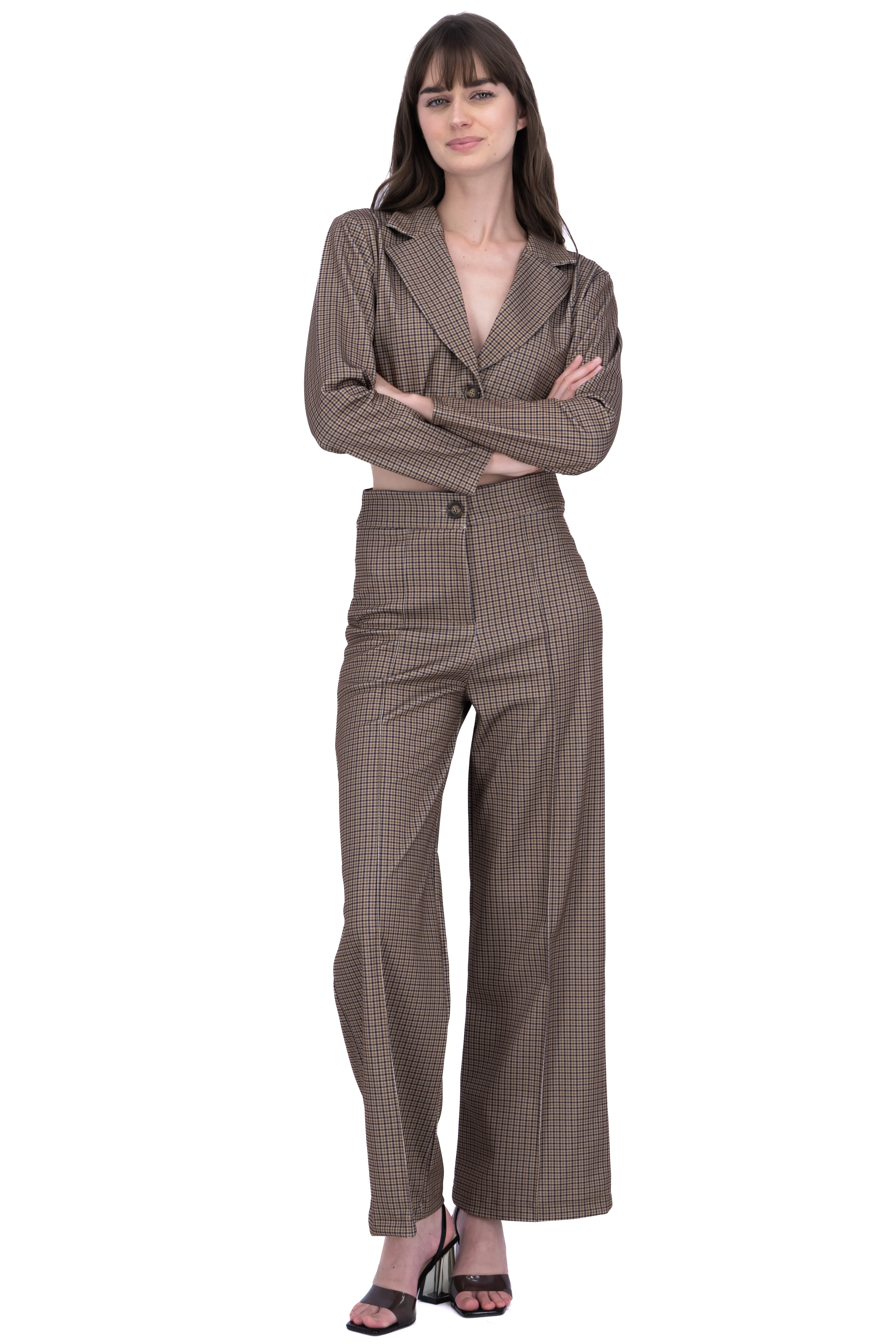 Pantalón recto cintura alta cuadros sold by Shasa product image thumbnail 2