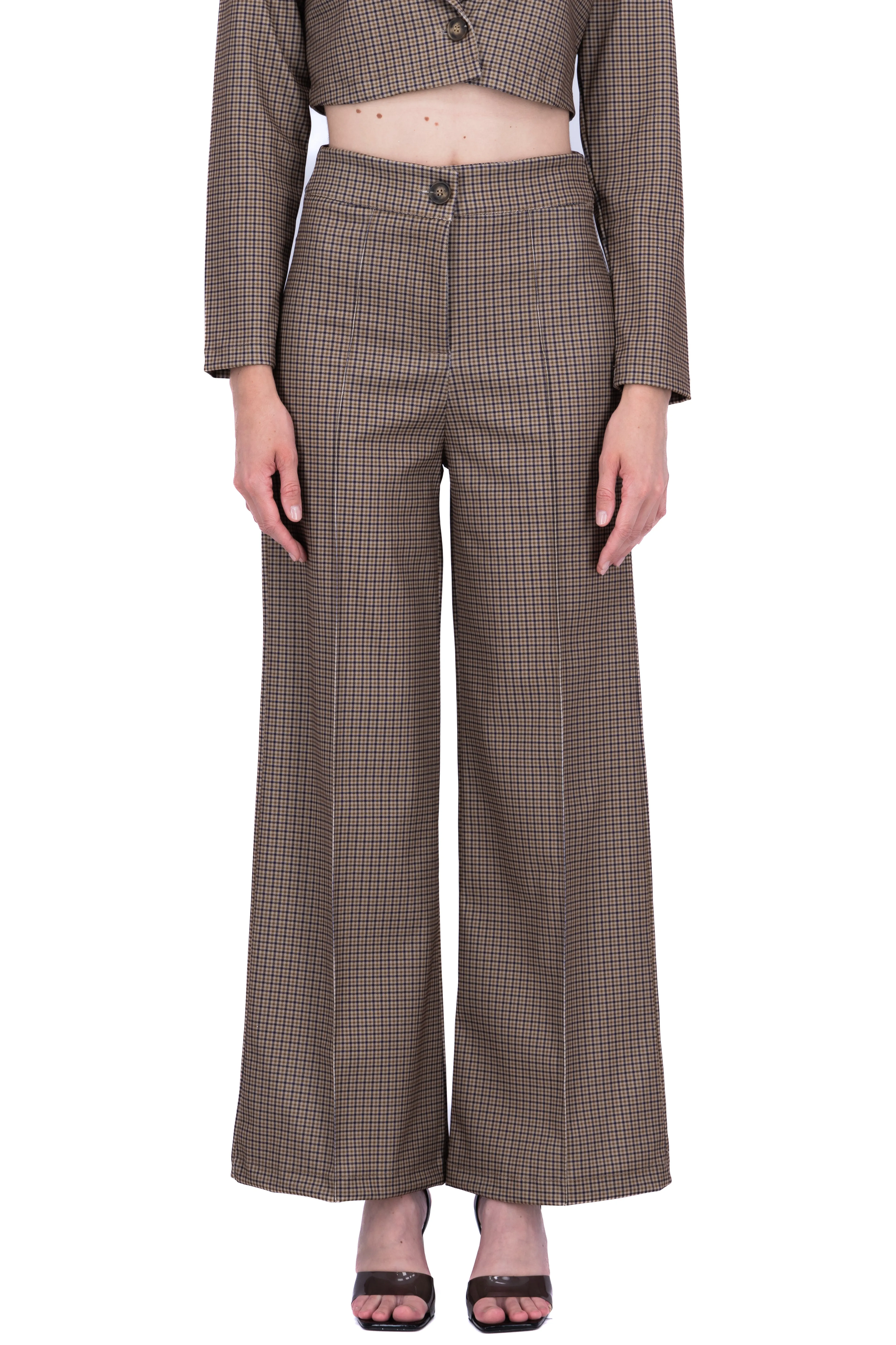 Pantalón recto cintura alta cuadros sold by Shasa