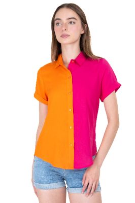Camisa contraste manga corta sold by Shasa