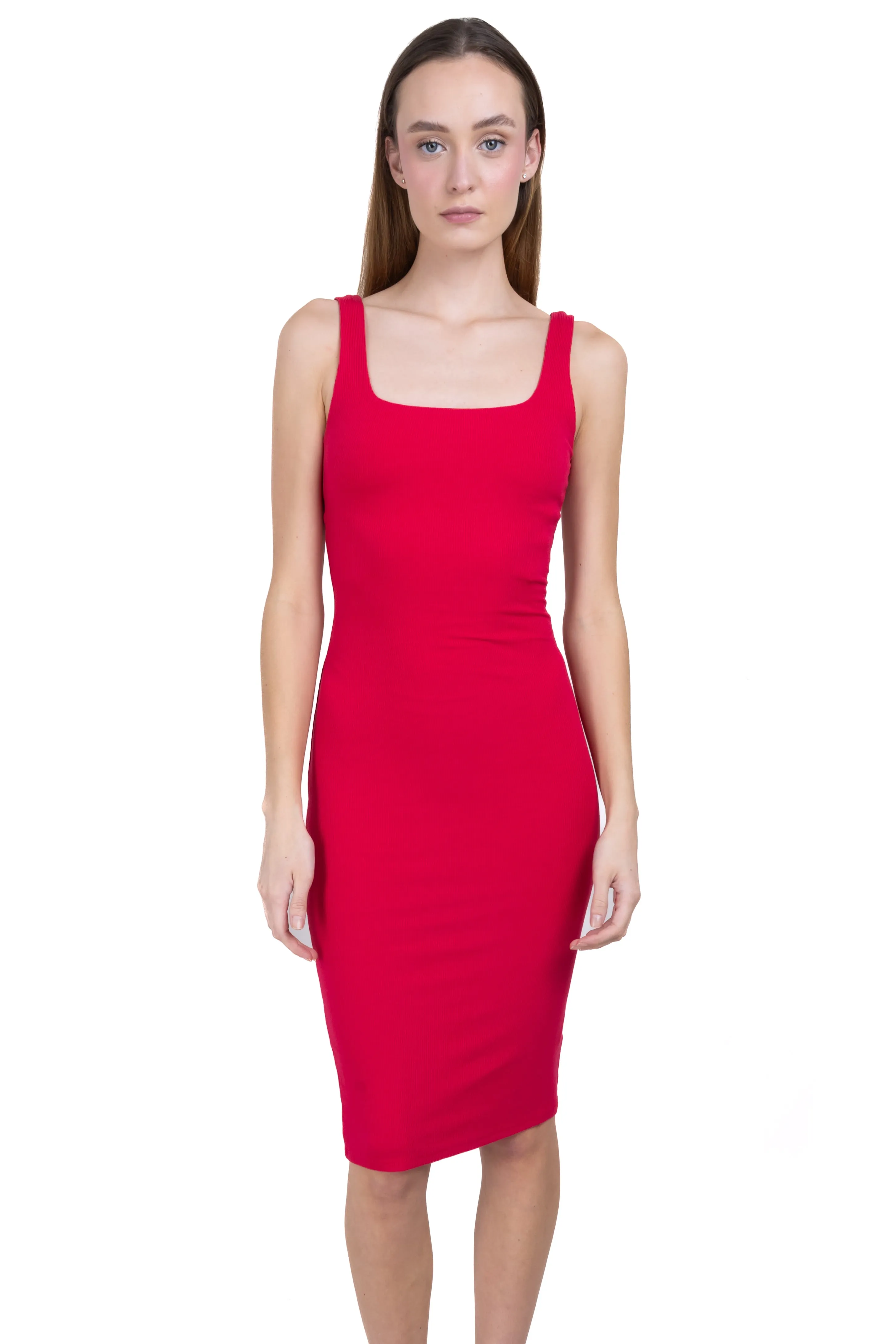 Vestido midi bodycon acanalado liso sold by Shasa