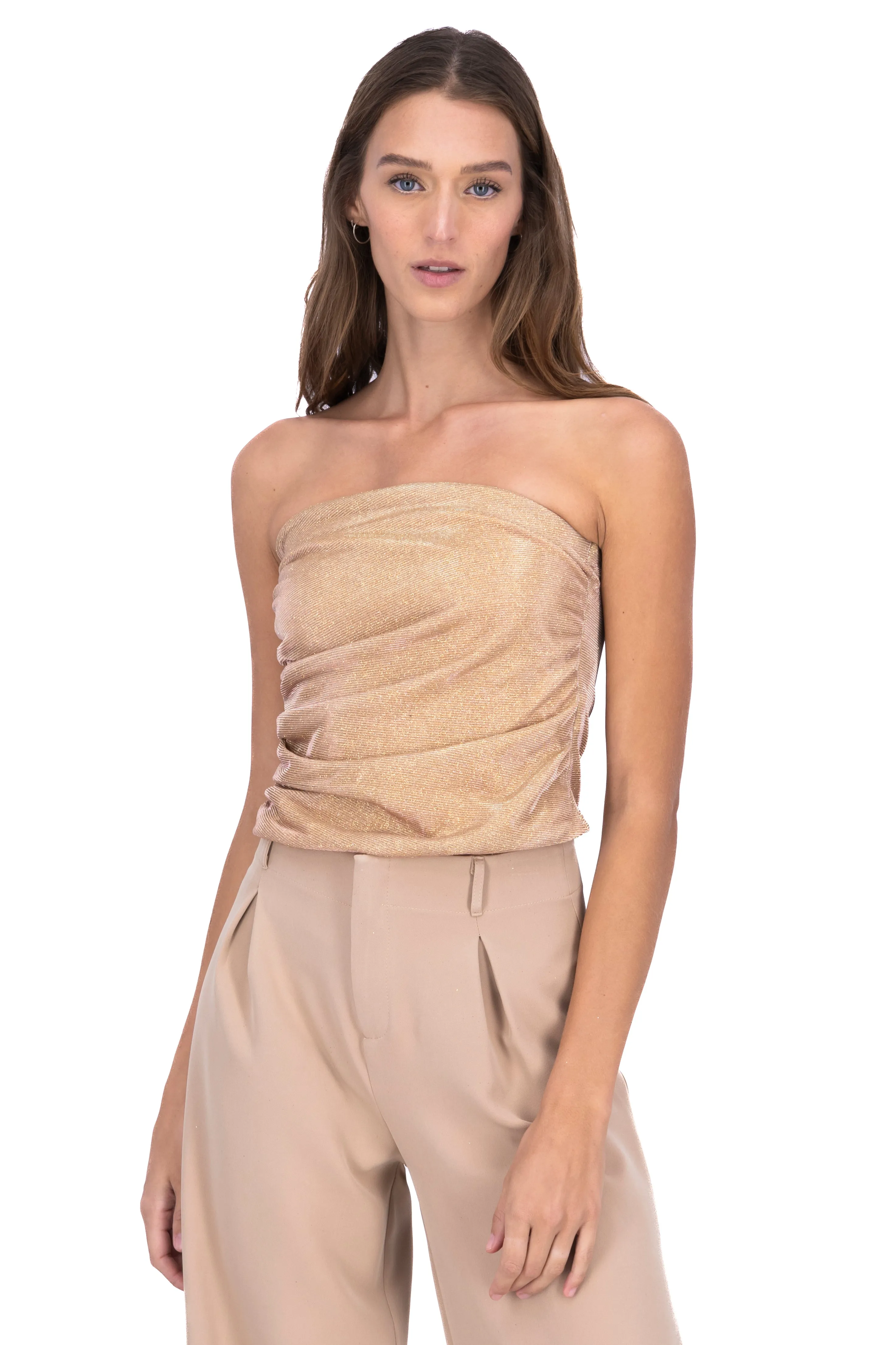 Top strapless plisado brillos sold by Shasa