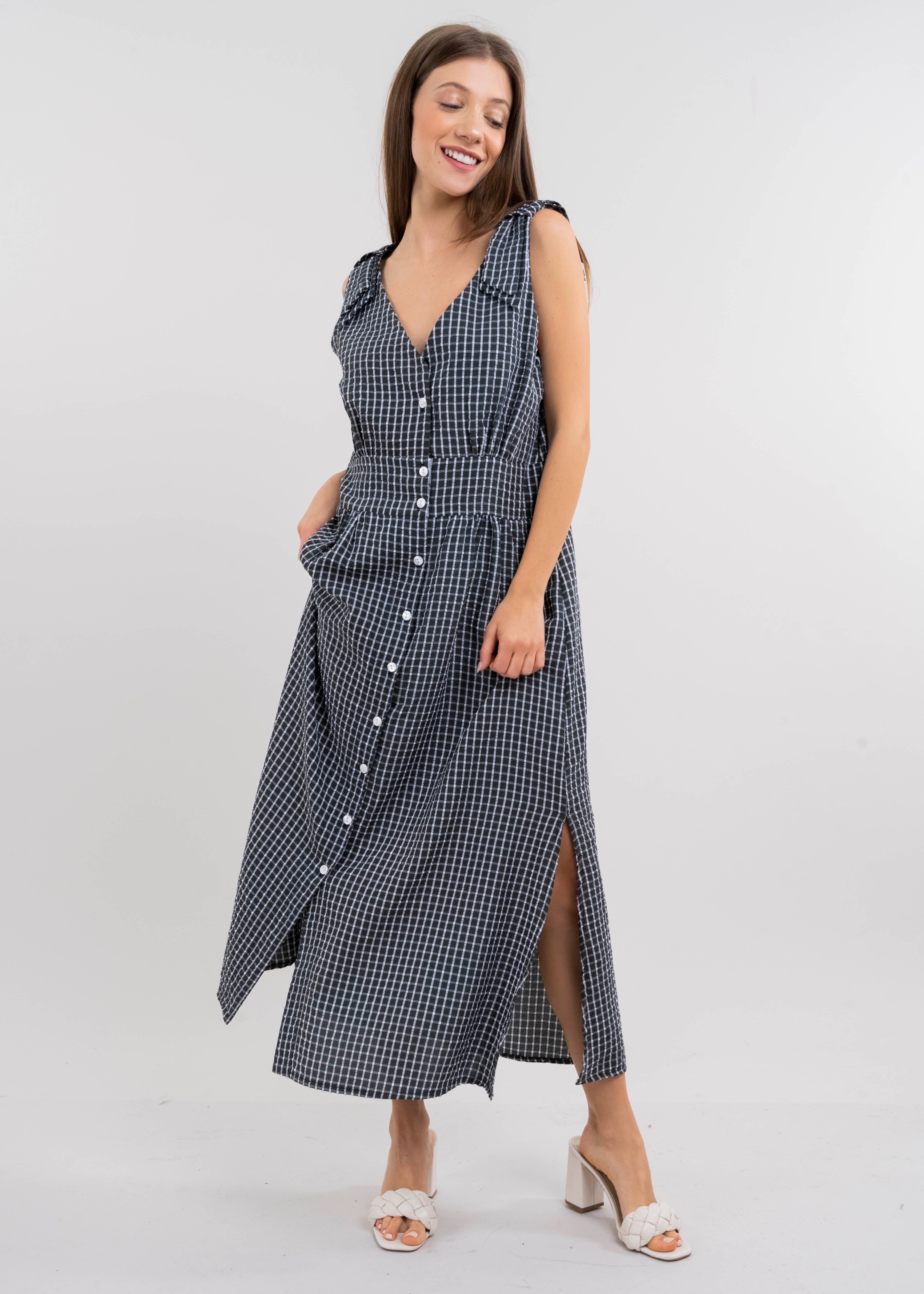 Vestido maxi tirantes cuadros vichy sold by Shasa