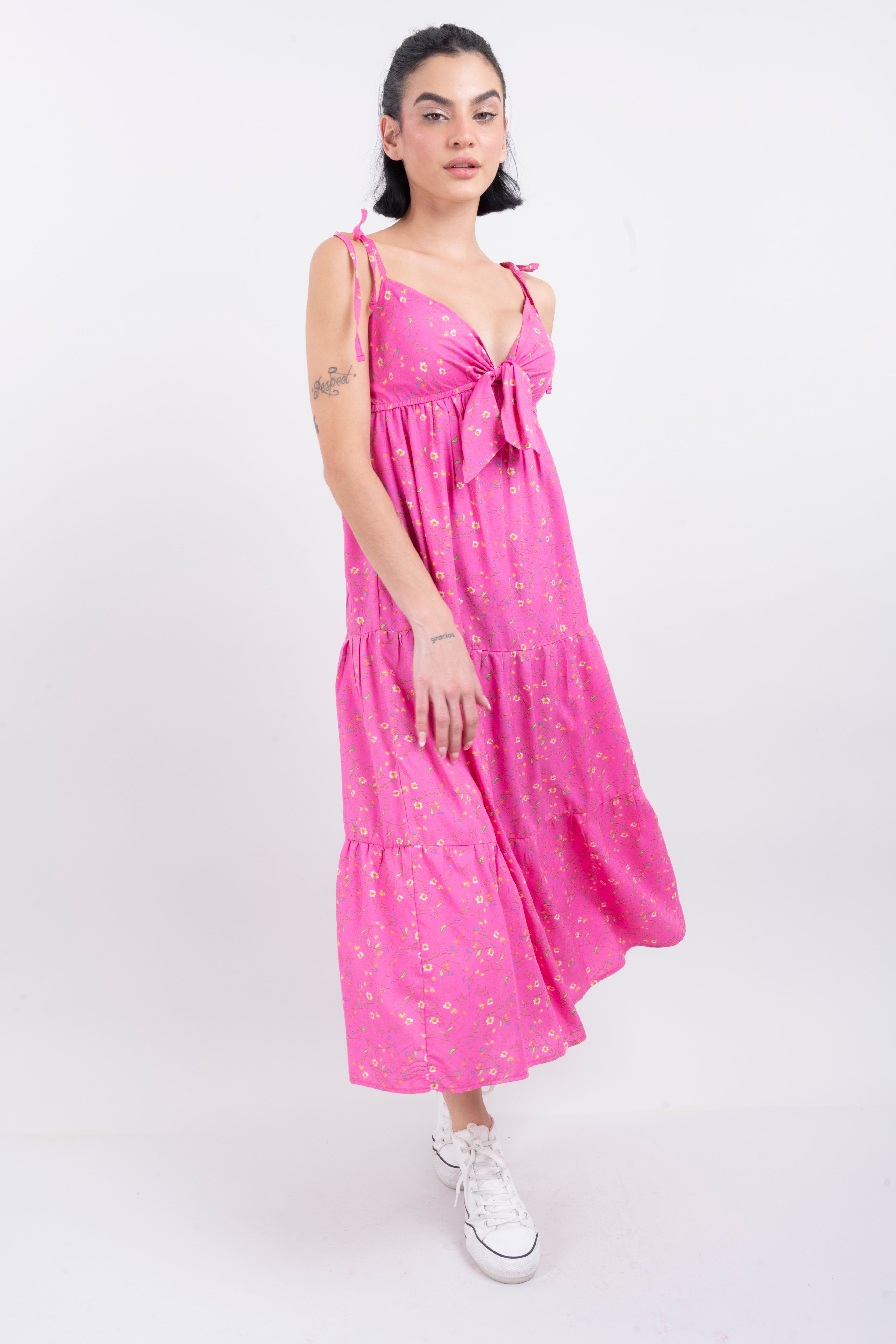 Vestido midi flores moño sold by Shasa