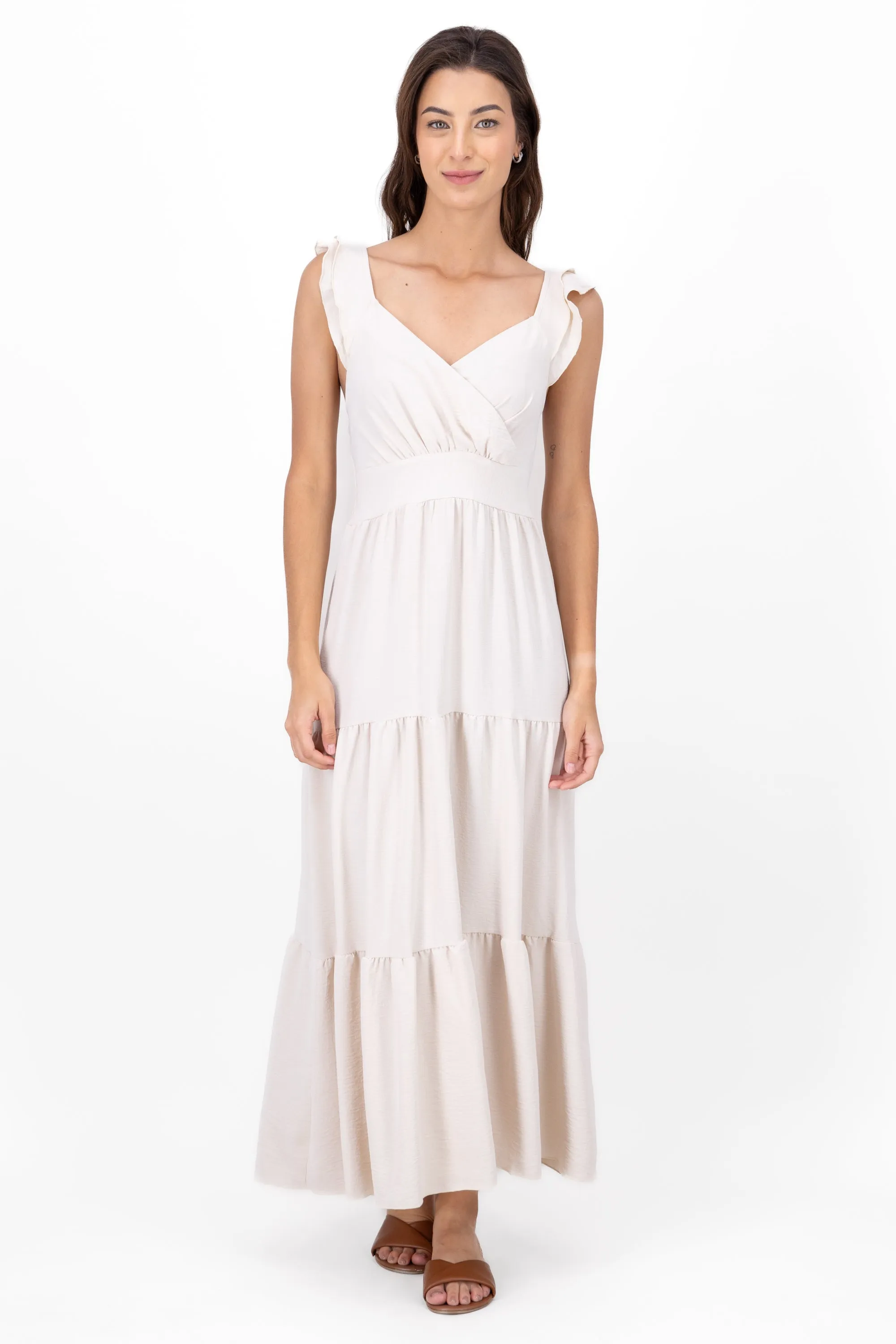 Vestido maxi detalle olanes sold by Shasa