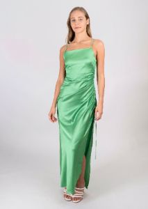 Vestido maxi satín fruncido jareta sold by Shasa