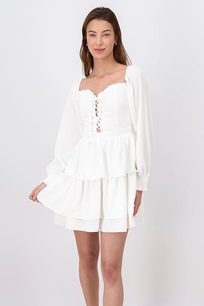 Vestido mini escote plisado sold by Shasa