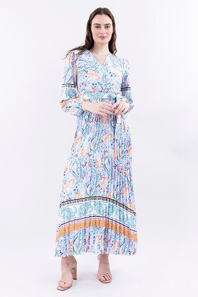 Vestido maxi plisado paisley sold by Shasa