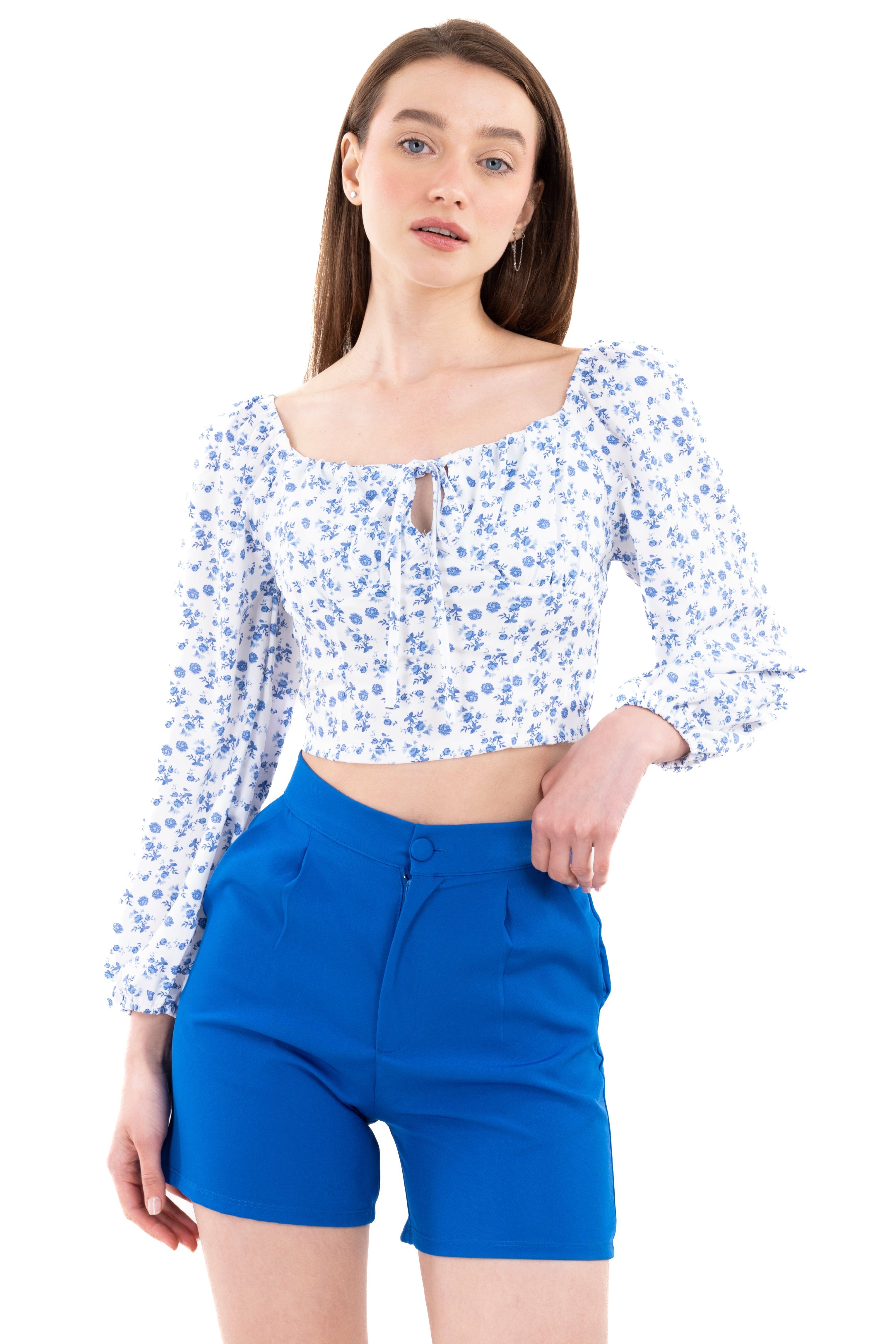 Blusa crop cierre espalda flores sold by Shasa