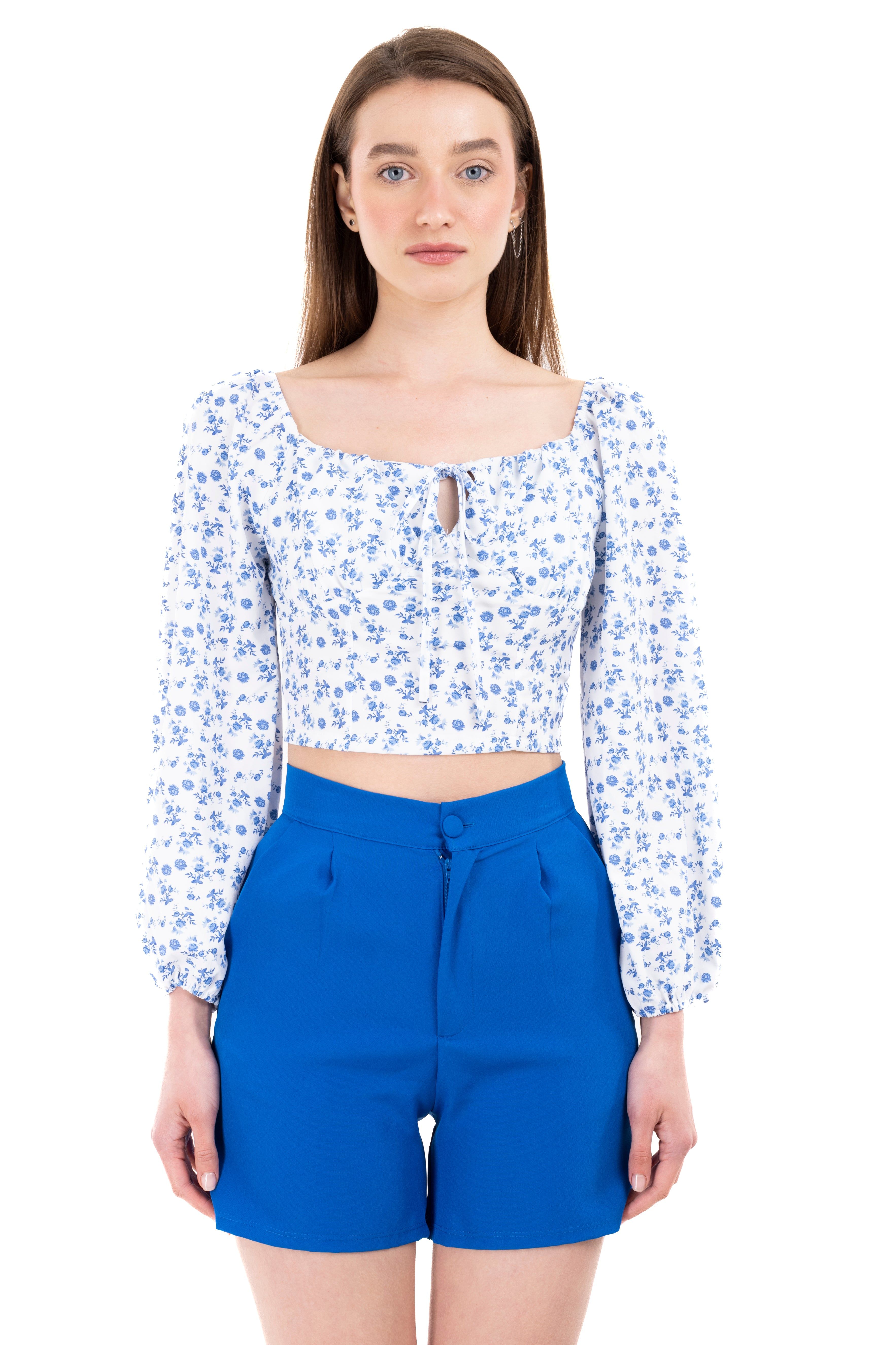 Blusa crop cierre espalda flores sold by Shasa product image thumbnail 2