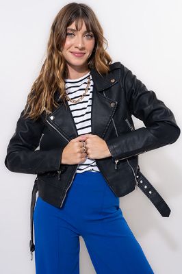 Chamarra biker efecto piel cierre sold by Shasa