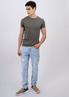 Jeans rectos destrucciones sold by Shasa