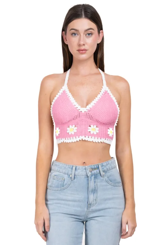 Top crop crochet flores sold by Shasa