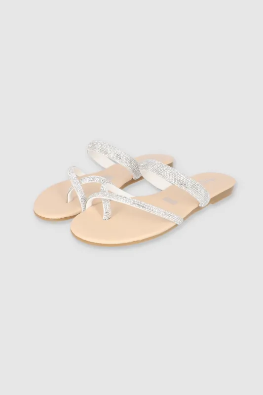 Sandalia tiras brillos cruce sold by Shasa