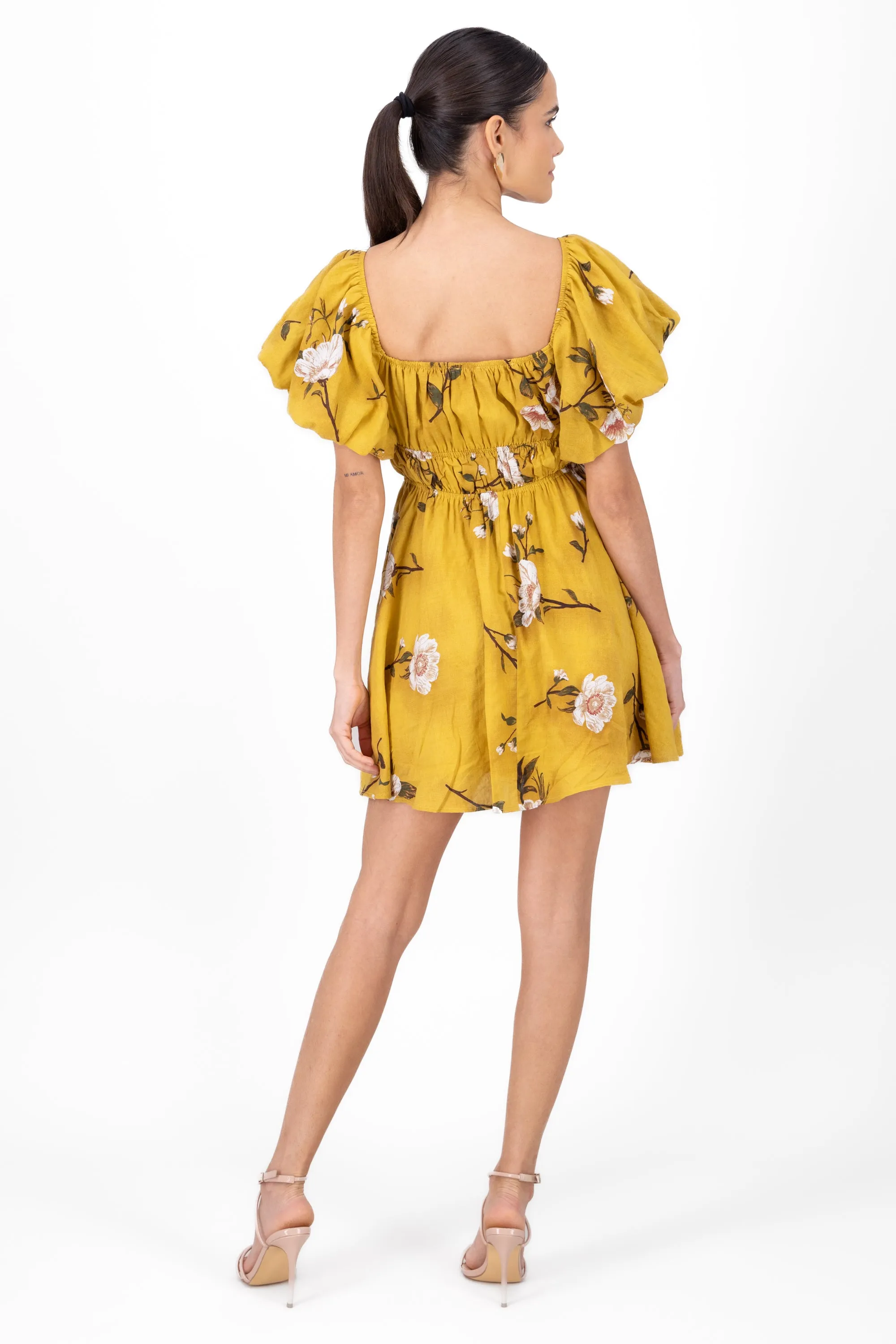 Vestido mini manga globo estampado flores Hypsters sold by Shasa product image thumbnail 4