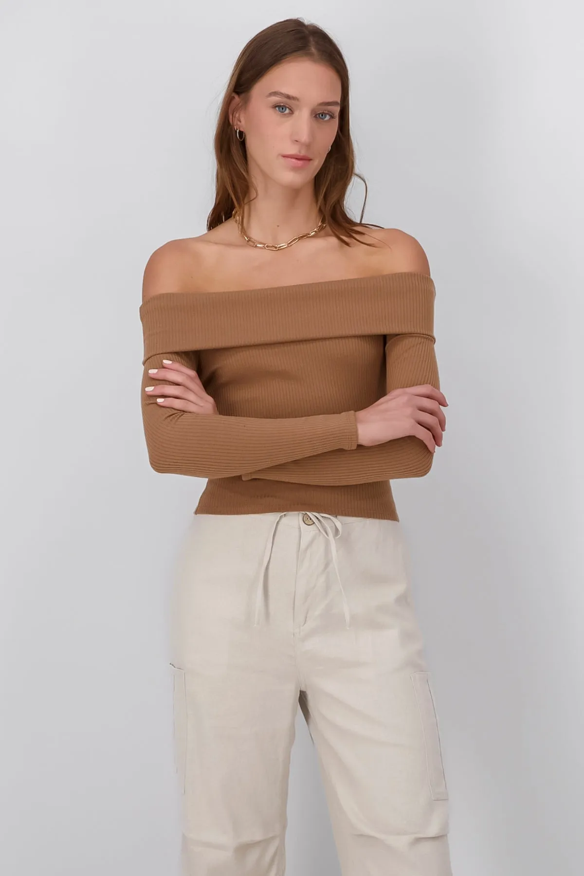 Top Rib Manga Larga Sin Hombros sold by Shasa