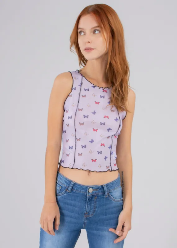 Top mesh stretch estampado mariposas sold by Shasa