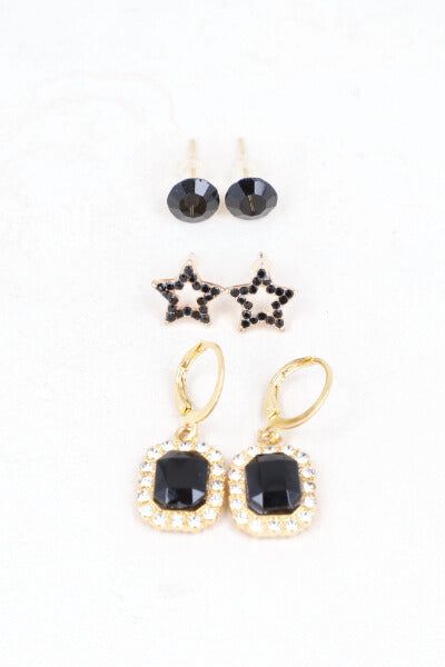 Set 3 Pares Aretes Estrella Cuadro Cristal sold by Shasa