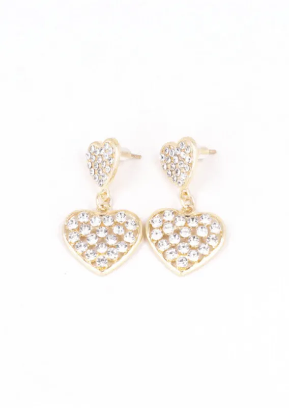Aretes doble corazon brillos sold by Shasa