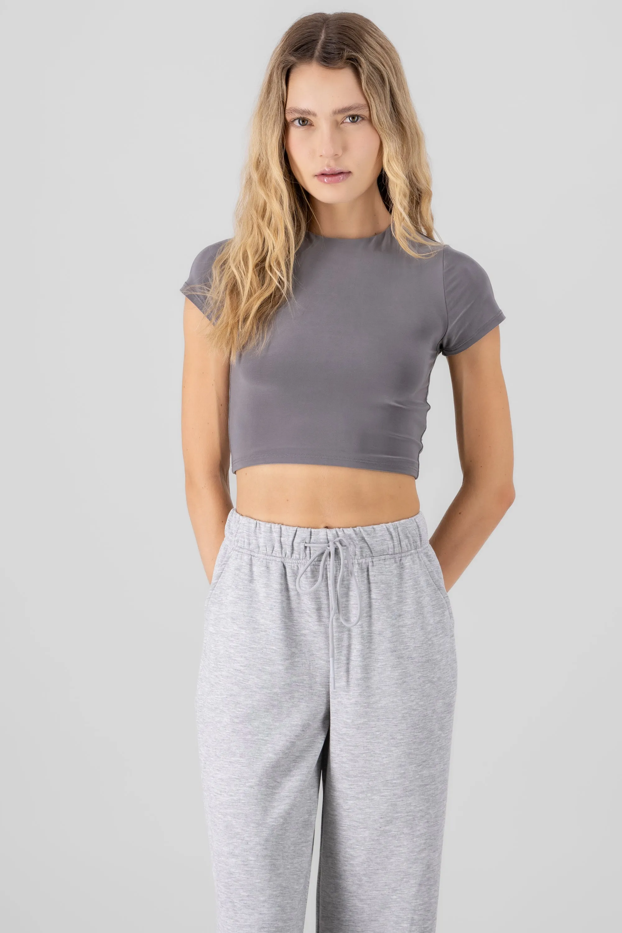 Top crop doble tela manga corta sold by Shasa product image thumbnail 2