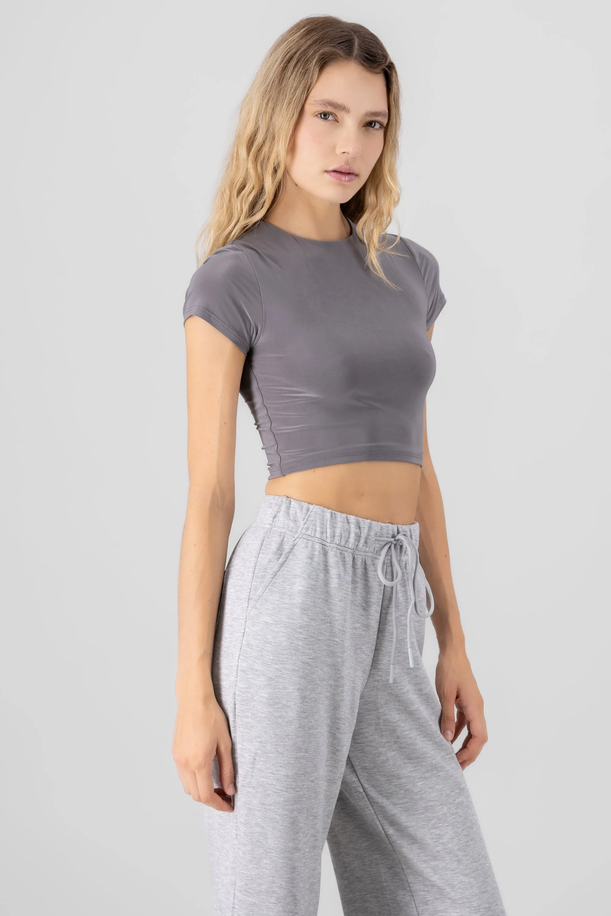 Top crop doble tela manga corta sold by Shasa product image thumbnail 3
