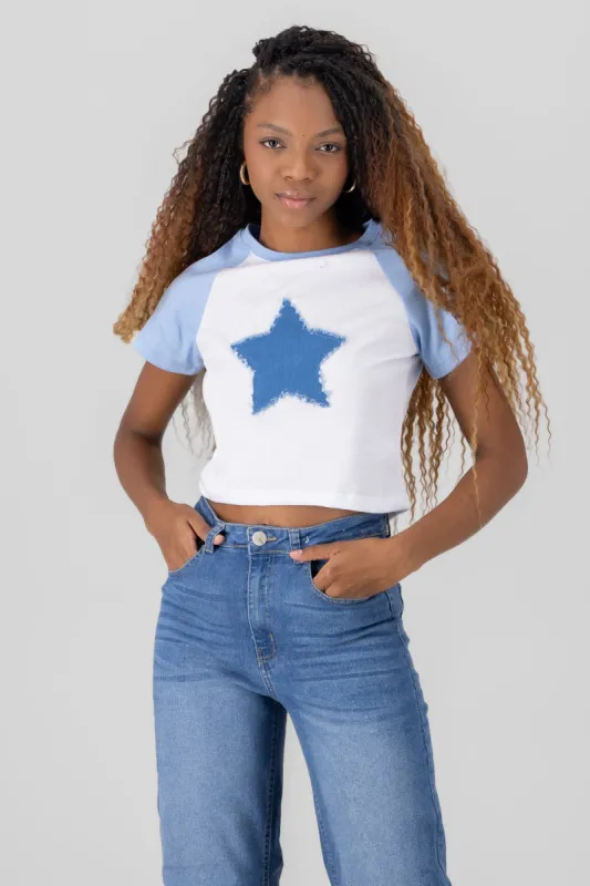 Playera crop parche estrella sold by Shasa
