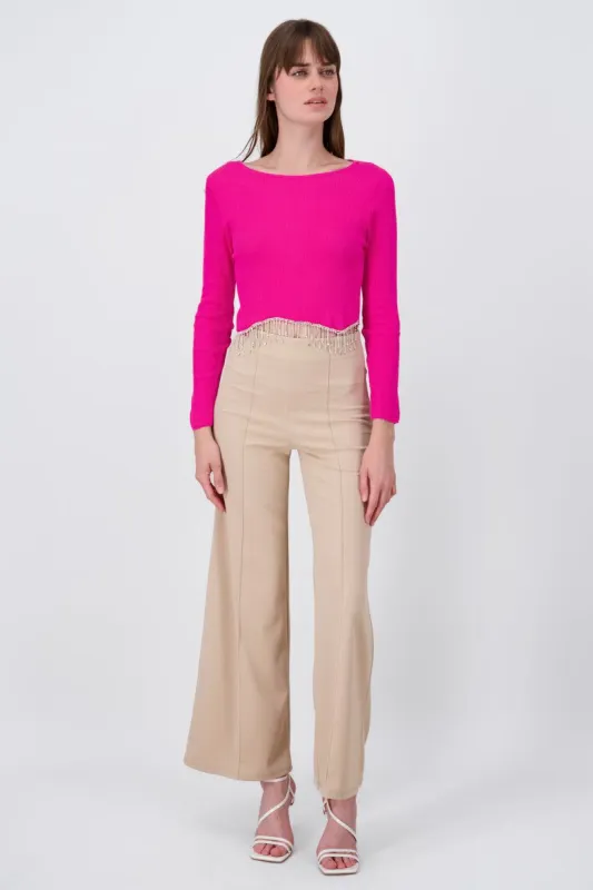 Pantalón Wide Leg Cintura Alta Costuras sold by Shasa