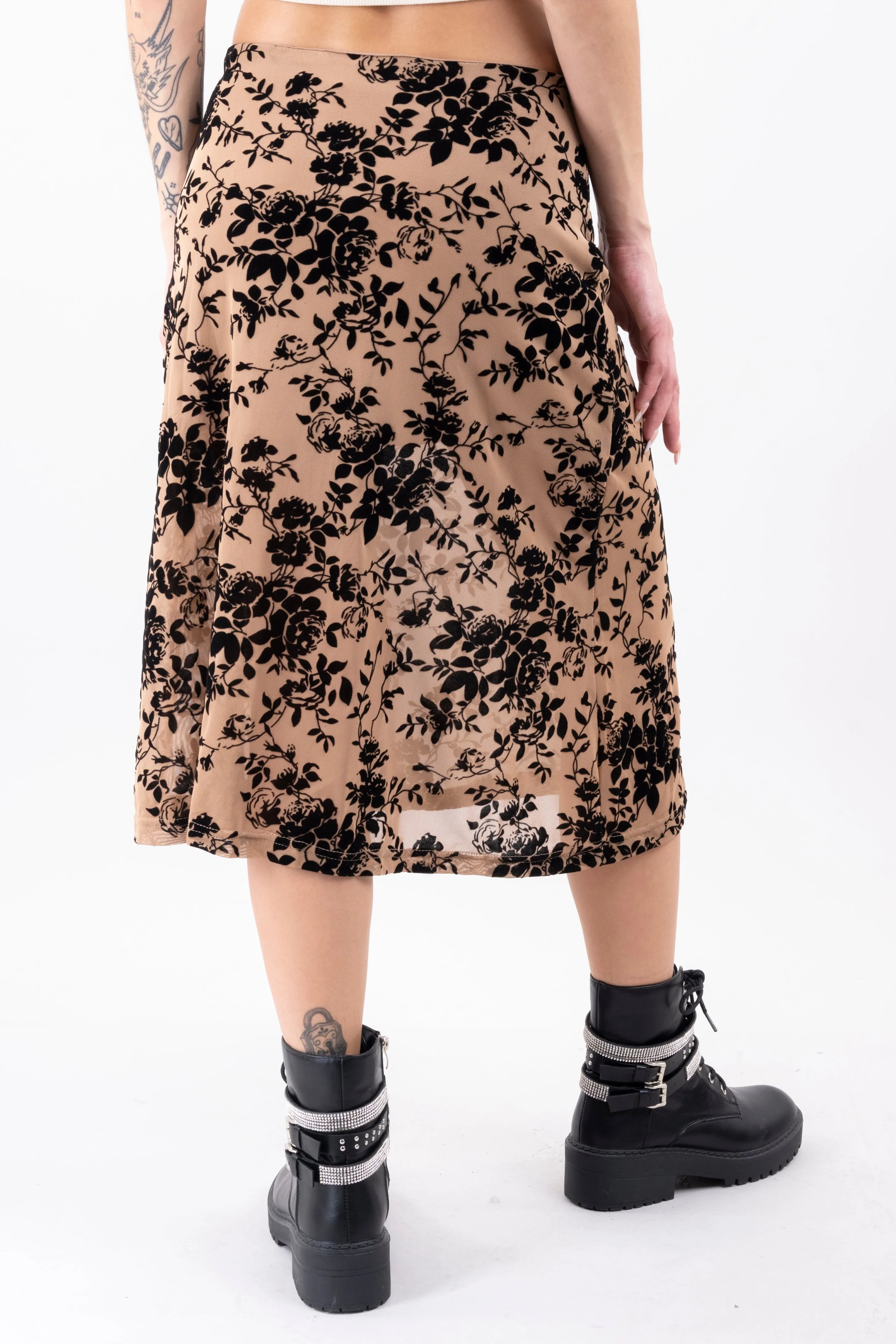 Falda midi flores flock sold by Shasa product image thumbnail 4