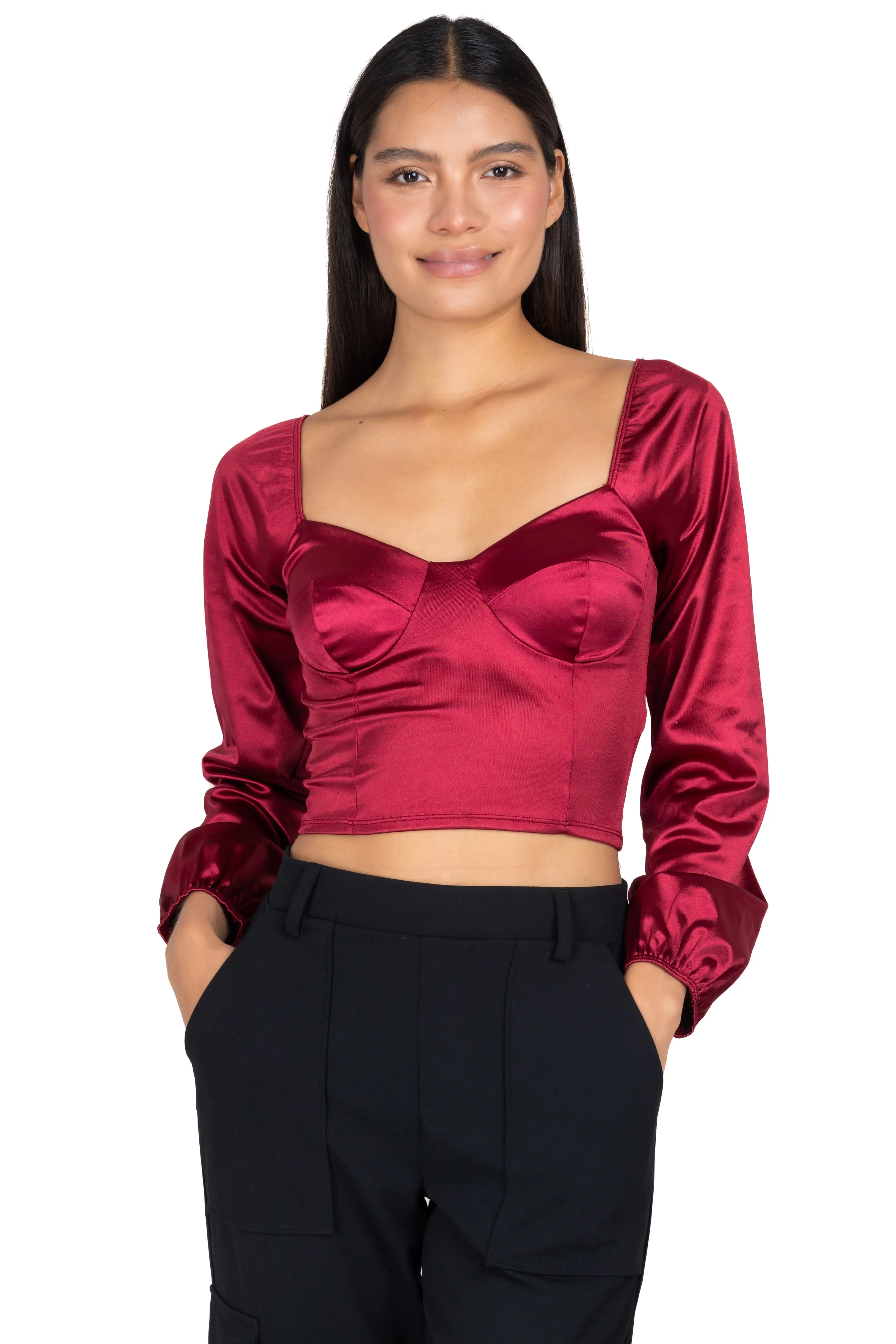 Blusa crop bustier satín sold by Shasa