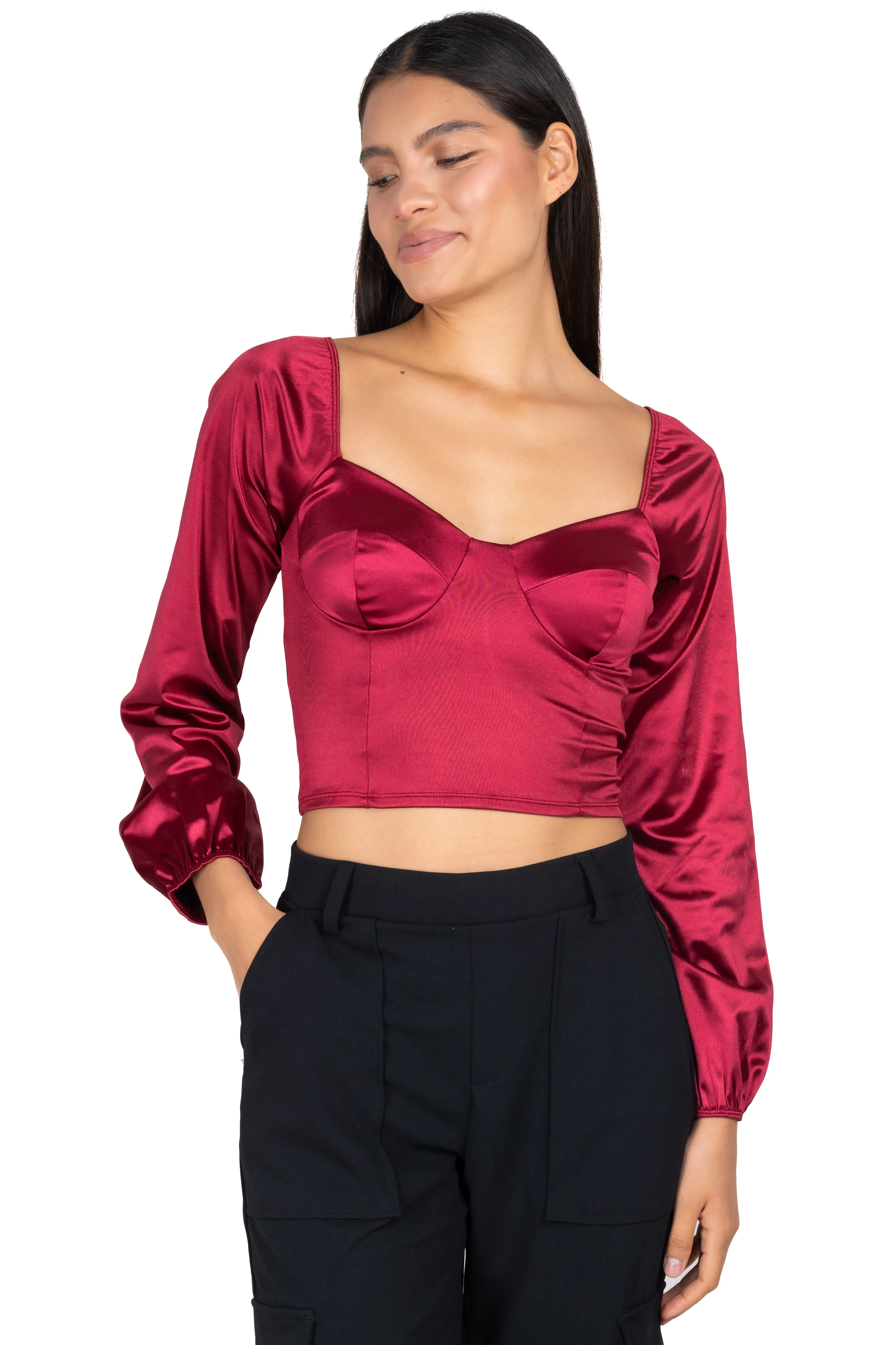 Blusa crop bustier satín sold by Shasa product image thumbnail 2