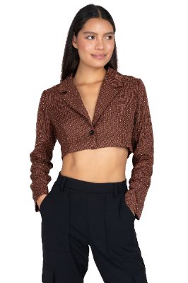Saco crop cuadros brillos sold by Shasa