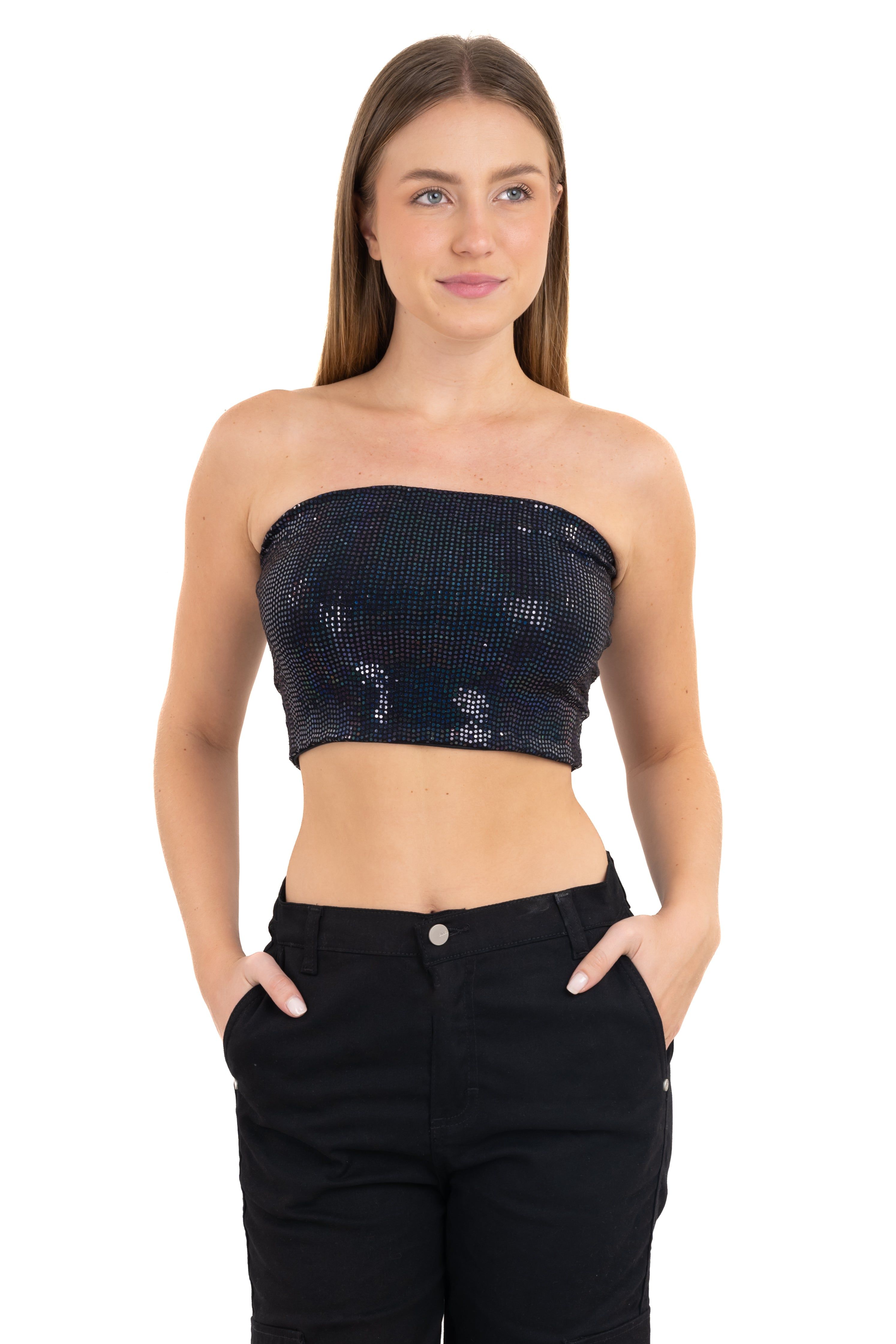 Top strapless brillos tornasol sold by Shasa