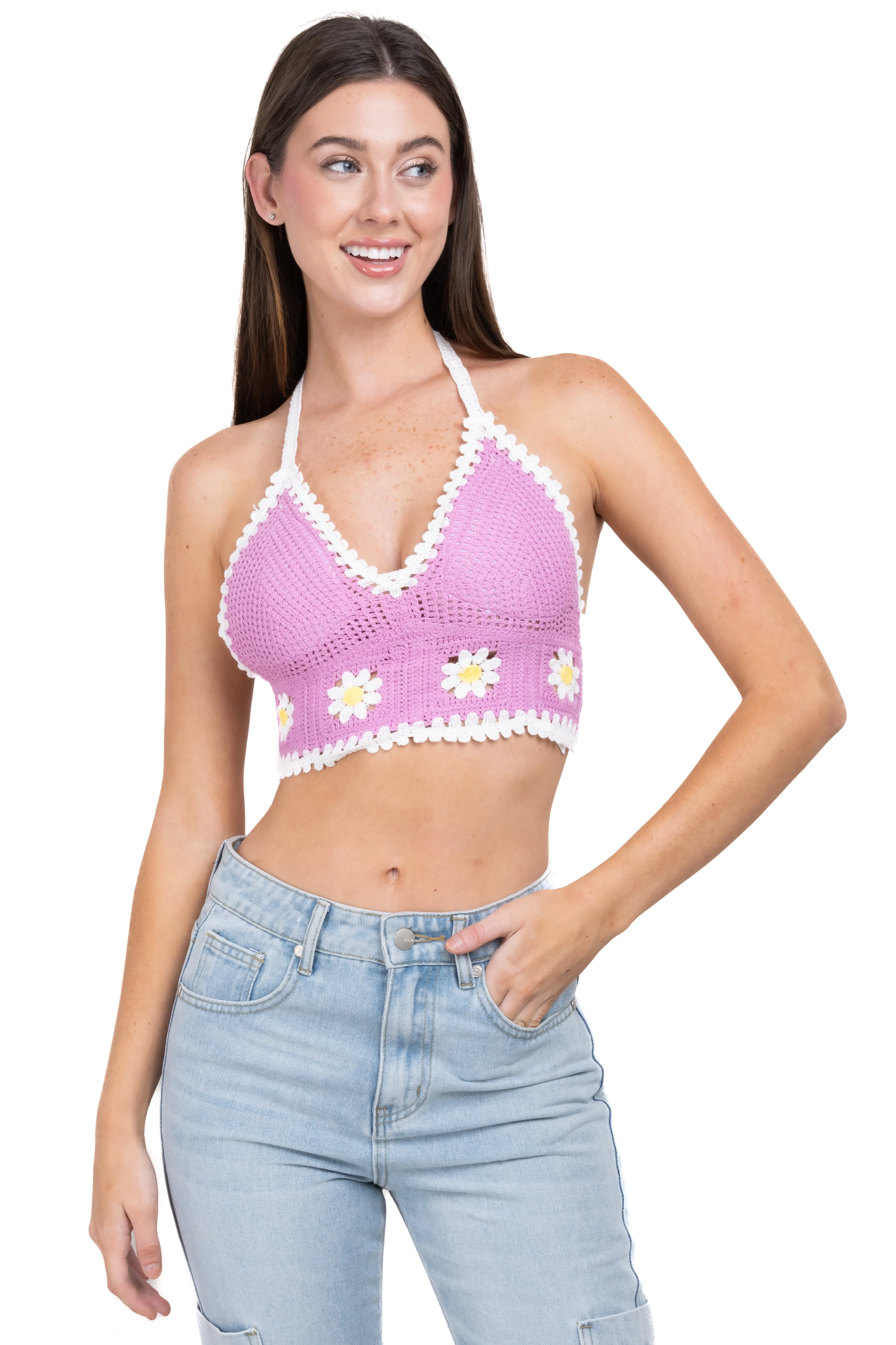 Top crop crochet flores sold by Shasa product image thumbnail 2