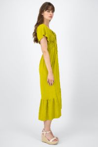 Vestido Maxi Detalle Smock Manga Abullonada sold by Shasa