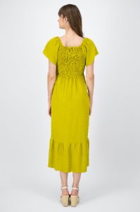 Vestido Maxi Detalle Smock Manga Abullonada sold by Shasa
