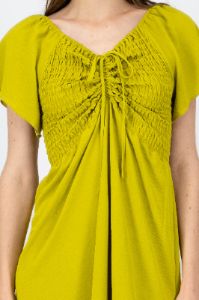 Vestido Maxi Detalle Smock Manga Abullonada sold by Shasa
