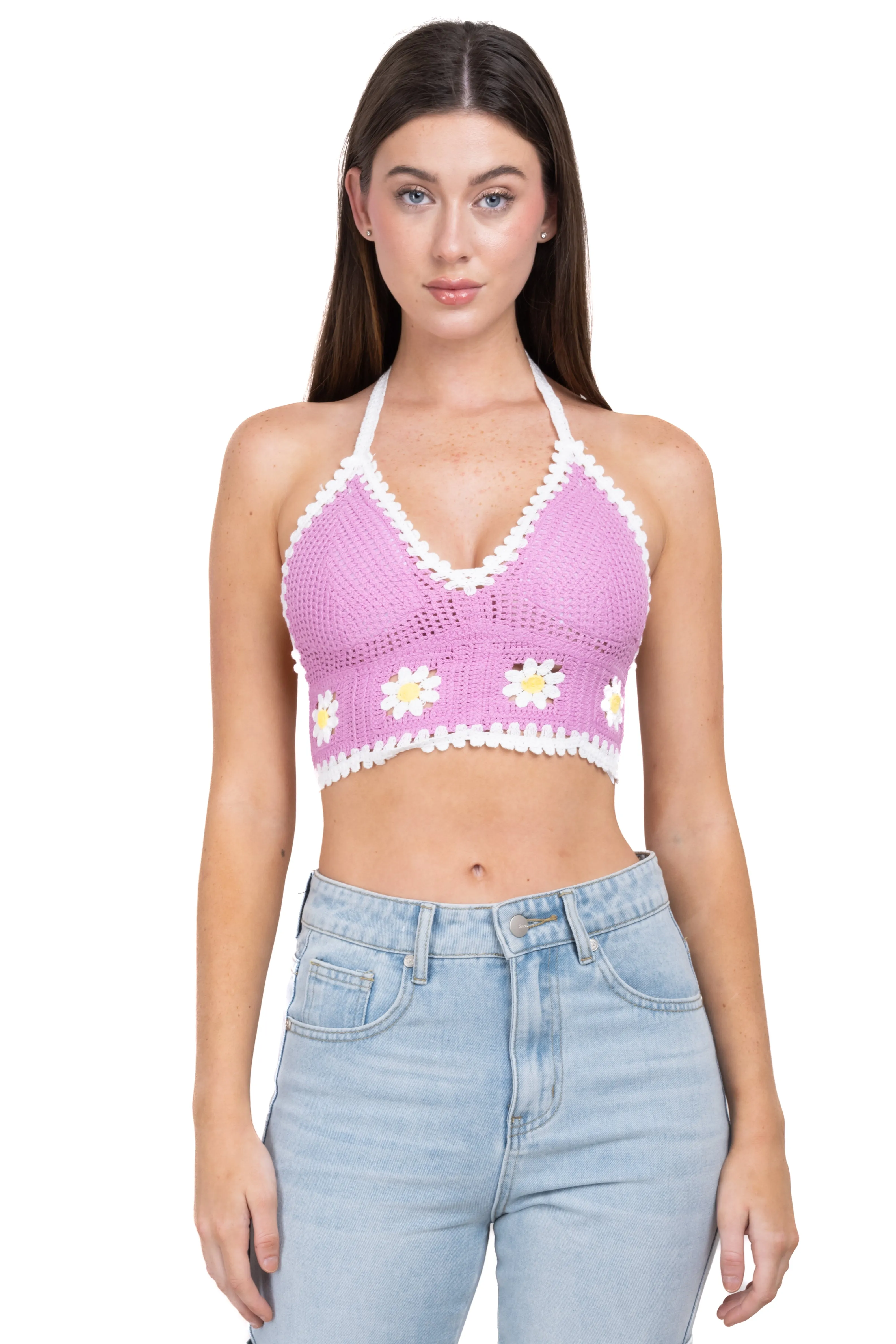 Top crop crochet flores sold by Shasa