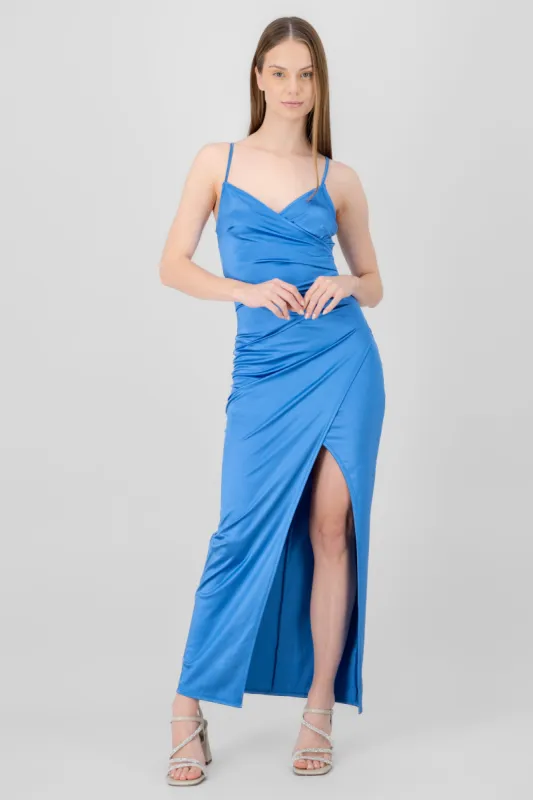 Vestido Maxi Satín Escote Cruzado sold by Shasa